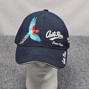 Costa Rica Hat Strapback Navy Blue Parrot Pura Vida Souvenir Cap Resort Travel